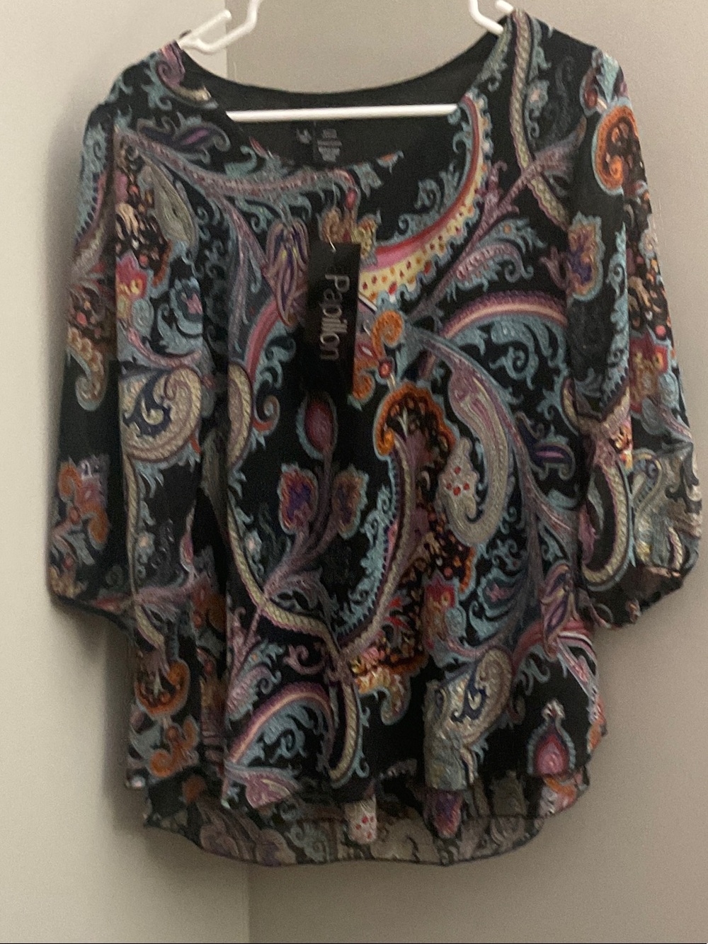 Peyton Embellished Paisley Black Blouse